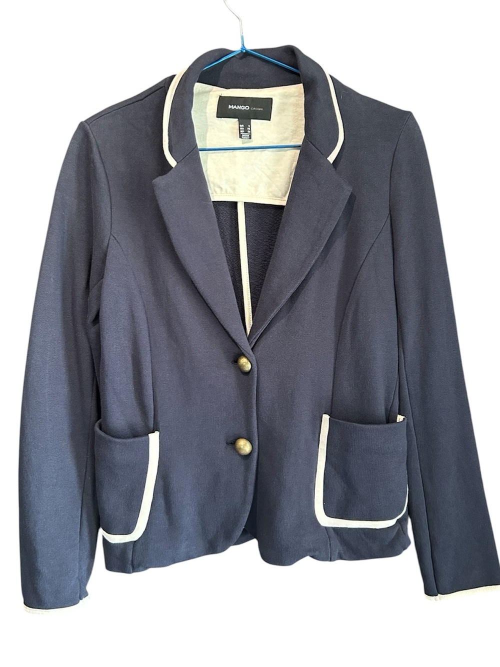Mango Navy Blazer with White Trim - Women